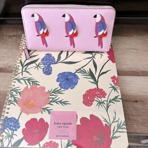 Kate Spade Flock Party zip around wallet and spiral notebook